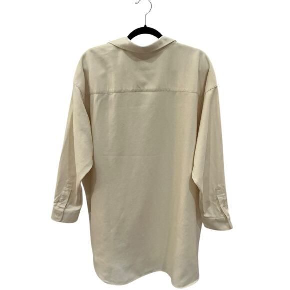 Frank & Eileen Mackenzie Italian Flannel Oversized Shirt Winter White One Size - Picture 6 of 13